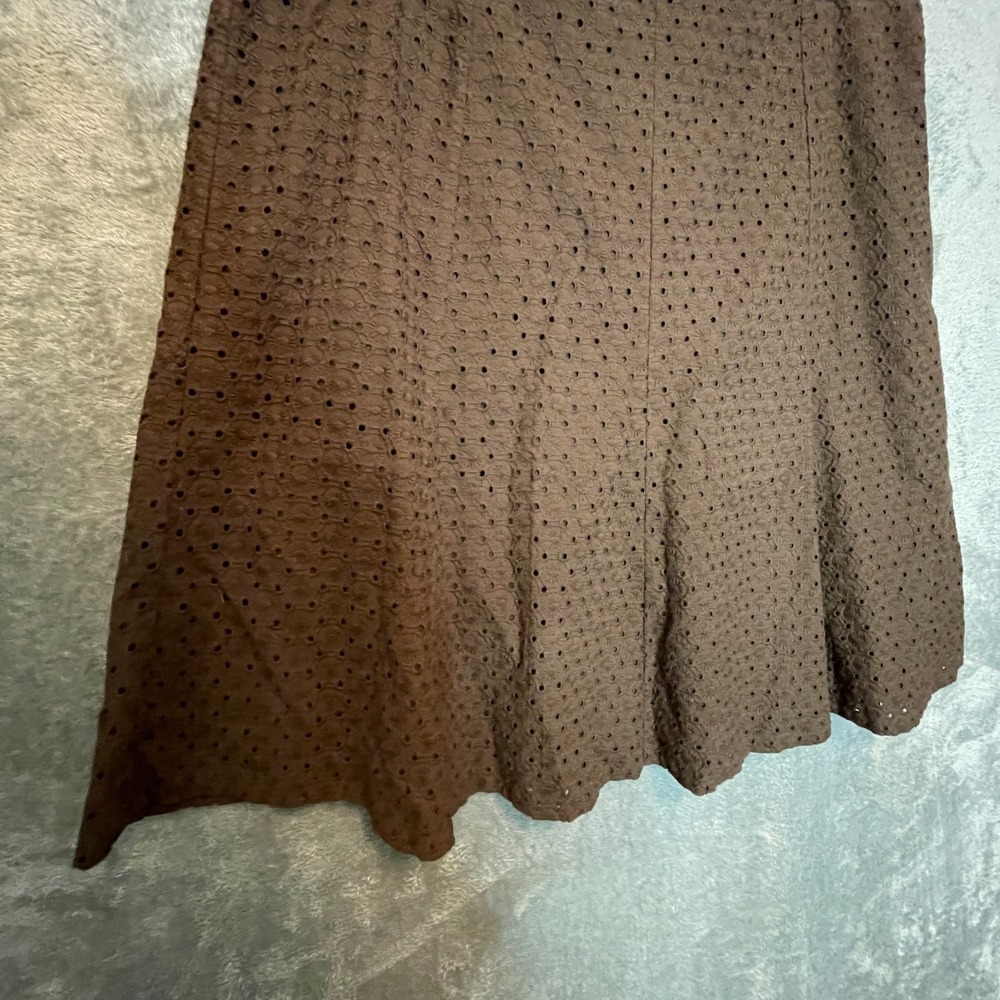 Liz & Co Women Eyelet ALine Skirt 18 Plus Romantic Western Coastal Cowgirl Brown